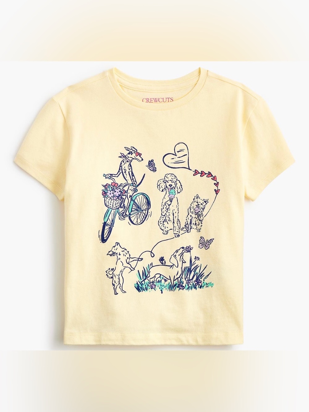 🆕 CREWCUTS Yellow Dogs Day Out Cute T-Shirt XS 4-5 by JCrew NWTA RETAIL $39